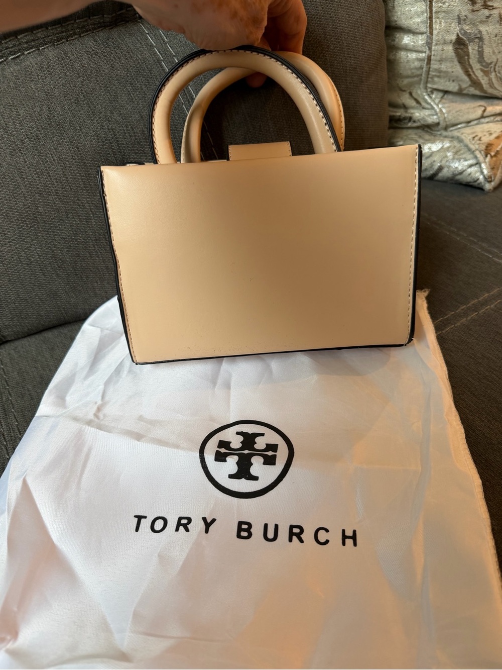 Tory Burch Beige Leather Top-Handle Satchel - Picture 3 of 5